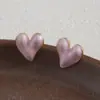 Brincos de Verão Simples Rosa com Esmalte Pingado, Presilhas de Mosquito para Mulheres Sem Furos na Orelha, Estilo Menina Doce, Temperamento Gentil