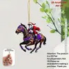 Decorações Acrílicas Planas Transfronteiriças de Carro e Cavalo Decoração de Feriado Enfeites Pendentes Árvore de Natal 2D Papai Noel Decorações Pendentes