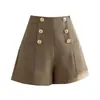 Shorts Casuales para Mujer 2026 Verano Nuevos Shorts de Traje de Cintura Alta Versátiles Abotonados Sueltos de Línea A de Pierna Ancha Pantalones Cortos Calientes para Mujer