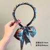 Moda floral bufanda larga de seda banda para el cabello dulce perla trenzado cinta para el cabello diadema ropa exterior corbata cabello diadema integrada venta al por mayor