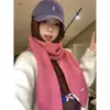 Bufanda Pequeña de Punto Rosa Estilo Coreano para Mujer, Bufanda de Punto para Calidez Invernal y Protección contra el Frío, Calientacuellos, Versátil y de Moda