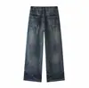 Yidao Vintage Outono 2026 Novos Jeans Masculinos Retrô Americano Rasgados de Barra Reta Marca Tendência Bad Boy Cool Calças Retas Desgastadas