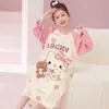 Bata de Noche para Niña Primavera y Otoño Algodón Puro Manga Larga Primavera y Otoño Invierno 2025 Nuevos Pijamas Madre e Hija para Niños Ropa de Casa para Niñas
