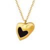 Collar de Corazón de Durazno con Diseño Nicho Francés con Goteo de Aceite de Forma Especial Acero Titanio Chapado en Oro de 18K Joyería Personalizada de Moda Inmarcesible