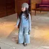 Conjunto de Três Peças Estilo Coreano para Meninas: Conjunto Novo de Blusa de Manga Longa e Jeans de Perna Larga para Crianças - Primavera e Outono 2026