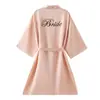 Roupão de Manhã de Casamento Feminino Noiva Madrinha Grupo Seda Gelada Pijama de Casamento Camisola Robe Vermelho Feminino Comprimento Médio Fino