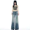 Jeans acampanados de tiro bajo estilo americano para mujer, nueva colección primavera/verano 2026, pantalones ajustados tie-dye con lavado vintage