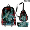 Mochila Escolar Anime 3D Nova Transfronteiriça, Mochila, Estojo, Bolsa de Ombro, Três Peças