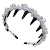 Diadema de Cristal Lujosa y de Moda Estilo Francés, Diadema Dentada Ondulada Intrincadamente Elaborada, Diadema Voluminosa de Parte Superior Alta, Accesorio Versátil para el Cabello