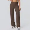 Pantalones de Yoga Ajustados Transpirables de Cruzar la Frontera de Cintura Alta Levanta Glúteos Rectos Holgados Adelgazantes Deporte al Aire Libre Correr Fitness Pantalones Largos