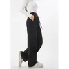 Pantalones deportivos casuales de mujer de cintura alta, estilo primavera, pantalones de chándal rectos holgados estilo americano con paneles laterales de empalme y diseño de pierna ancha