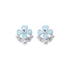 Flores en las Orejas~Aguja de Plata Goteo de Aceite Flor de Circonita Perla Pendientes Estilo Dulce Dopamina Pendientes Súper Bonitos