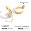 Brincos de Aço Inoxidável Transfronteiriços, Brincos Simples de Zircônia em Forma de Gota, Elegante Elegante, Brincos Banhados a Ouro Real 18K para Roupas de Trabalho