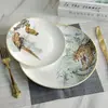 Série Oge Aijia Prato de Jantar Ocidental Prato Duplo Louça Doméstica Prato de Porcelana Óssea 8 polegadas 10 polegadas Pratos Caixa de Presente