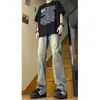 Jeans Azules de Pierna Estrecha Micro Acampanados Estilo Retro Americano para Hombre, Pantalones de Estilo High Street, No Pegados a la Pierna, Pantalones de Pierna Recta Ajustados