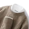 Nuevo suéter de punto para hombre de lana 100% para otoño e invierno, cuello redondo, grueso, talla grande, camiseta base de punto, suéter de cachemira versátil