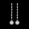Pendientes largos con borlas y incrustaciones de circonitas, elegantes pendientes coreanos de plata de ley S925, fabricantes al por mayor de pendientes exquisitos