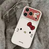 Diseño Sencillo de Gato a Cuadros Adecuado para Funda de Teléfono Apple iPhone 16 Pro Max Apple 17 con Ventana Galvanizada y Cubierta de Cuero para Teléfono