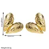 Pendientes de Moda Coreana con Aguja de Plata S925 Pendientes Sencillos de Concha con Forma de Corazón y Abanico Pendientes Metálicos Elegantes Exagerados para Mujer