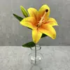Flores Artificiales Hechas a Mano de Lirio Único Meibao de Alta Gama Transfronterizas Accesorios para Fotografía de Bodas Flor Falsa Arreglo Floral para el Hogar Venta al por Mayor
