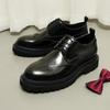 [Exclusivo VIP] Zapatos de Hombre de Suela Gruesa Cuero Genuino Brogue Británico Calado Punta Afilada Negocios Formales Aumento de Altura Zapatos de Cuero