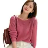 Bordado Floral Lantejoulas Gola Redonda Tricô Feminino 2026 Outono Inverno Novo Estilo Preguiçoso Solto Suéter Top Macio Fofo