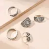 Anillos de Moda Europeos y Americanos para Hombres, Tótems Geométricos Metálicos Retro, Anillos de Múltiples Articulaciones, Productos de Joyería Exclusivos Transfronterizos