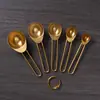 Uau Conjunto de Xícaras e Colheres Medidoras de Aço Inoxidável, Colher Medidora de Temperos, Conjunto de Cozinha Dourado com Revestimento de Titânio, Xícara Medidora com Escala