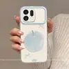 Adequado para capa de celular OPPO Find X9, proteção de borda completa, ultra simples com suporte, toque de alta qualidade, azul claro fresco e Maçã