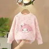 Suéter para Niñas Cuello Redondo Camisa de Punto para Abajo Nuevo Corazón Colorido Dulce Forrado de Felpa Engrosado Suéter Infantil