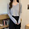 Suéter de Punto Holgado de Manga Larga Estilo Coreano Relajado para Mujer en Otoño e Invierno, Top Suave y Dulce con Cuello en V