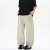 Calça casual masculina LKTM # American Ribbon Stone Mill Machete, calça de perna larga solta de algodão puro para homens e mulheres