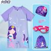 Traje de Baño Infantil Nuevo de Verano 2025 para Niñas, Tallas Pequeñas y Medianas, Traje de Baño Infantil de Una Pieza, Traje de Baño de Dibujos Animados, Traje de Manga Corta