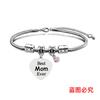 Pulseira Europeia e Americana Transfronteiriça Aço Inoxidável Pulseira Osso de Cobra Comemorativa Dia das Mães Diamante Rosa Presente de Feriado Gravação Pulseira de Aço Titânio