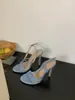 Sandalias de una tira 2025 Verano Nueva Moda Sexy Elegantes plateadas Tacones Altos Tacón de Aguja Punta Abierta Zapatos Romanos