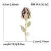 Broche de Tulipán Dorado Chapado en Cobre de Lujo Ligero de Moda con Diseño de Planta de Circonita Microincrustada, Versátil al por Mayor: Br8292