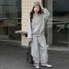 Conjunto de sudadera de otoño e invierno para niñas 2026 nuevo estilo coreano con capucha y volantes para niñas mayores, conjunto de dos piezas