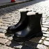 Botas de Tacón Grueso para Mujer 2025 Nuevo Otoño e Invierno Estilo Británico Súper Populares Chelsea Forradas de Polar Botines Cortos para Mujer Botas Ajustadas Botas de Algodón