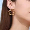 Design silencioso senso de luxo leve alta qualidade ouro 18K aço inoxidável estrela lua brincos brincos aço inoxidável joias atacado