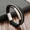 Pulseras Simples de Cuero Tejidas a Mano Europeas y Americanas Transfronterizas para Hombres, Hebillas de Aleación de Acero Inoxidable para Mujer, Fabricantes de Accesorios de Joyería