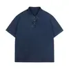 Camisa Polo Vintage Lavada de Manga Curta Pesada de Fábrica, Camiseta Oversized Estilo Retrô 100% Algodão Masculina