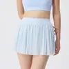 Saia Esportiva Estilo Ballet em Renda para Mulheres, Falsa Peça Dupla com Shorts de Segurança, Saia Plissada de Cintura Alta para Yoga e Tênis