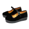 Sapatos de Tecido para Idosos, Sapatos da Mamãe, Planos Antiderrapantes Confortáveis Casuais para Dança, Sapatos de Trabalho Planos Pretos para Mulheres da Geração