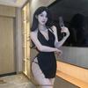 Gato de Leche Codicioso Ropa Interior Sexy Sexy Caliente Espalda Hueca Sin Espalda Envoltura de Cuello Cadera Ajustada Falda de Cadera Vestido Tentación
