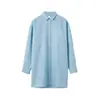 Sumeihui 2026 Primavera y Otoño Nuevo Nórdico Tot Simple Holgado Top de Manga Larga Camisa Larga Bordada para Mujer