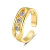 Anillo Deslizante Hueco de Tres Diamantes Nuevo Transfronterizo Versión Ancha Anillo Hip-hop Simple Moda Sentido del Diseño Anillo Abierto para Dedo