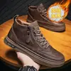 Botas Martin de invierno con forro polar para hombre, zapatos de caña alta para hombre, zapatos de cuero modernos para combinar con todo, tenis casuales con plataforma, zapatos de algodón cálido