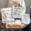 Bolsa de empaque para pan tostado de cachorro de caricatura, caja de papel para pan, bolsa de empaque para llevar, bolsa tote de papel DuPont con logotipo impreso
