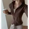 Cárdigan cálido de otoño e invierno con forro de felpa engrosada, cuello alto, cierre de cremallera, para mujer, manga larga, diseño entallado en la cintura, top casual adelgazante
