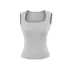Top sin mangas de cuello cuadrado sexy estilo americano para chica picante con almohadillas en el pecho para deportes de verano, fitness y running Camiseta sin mangas